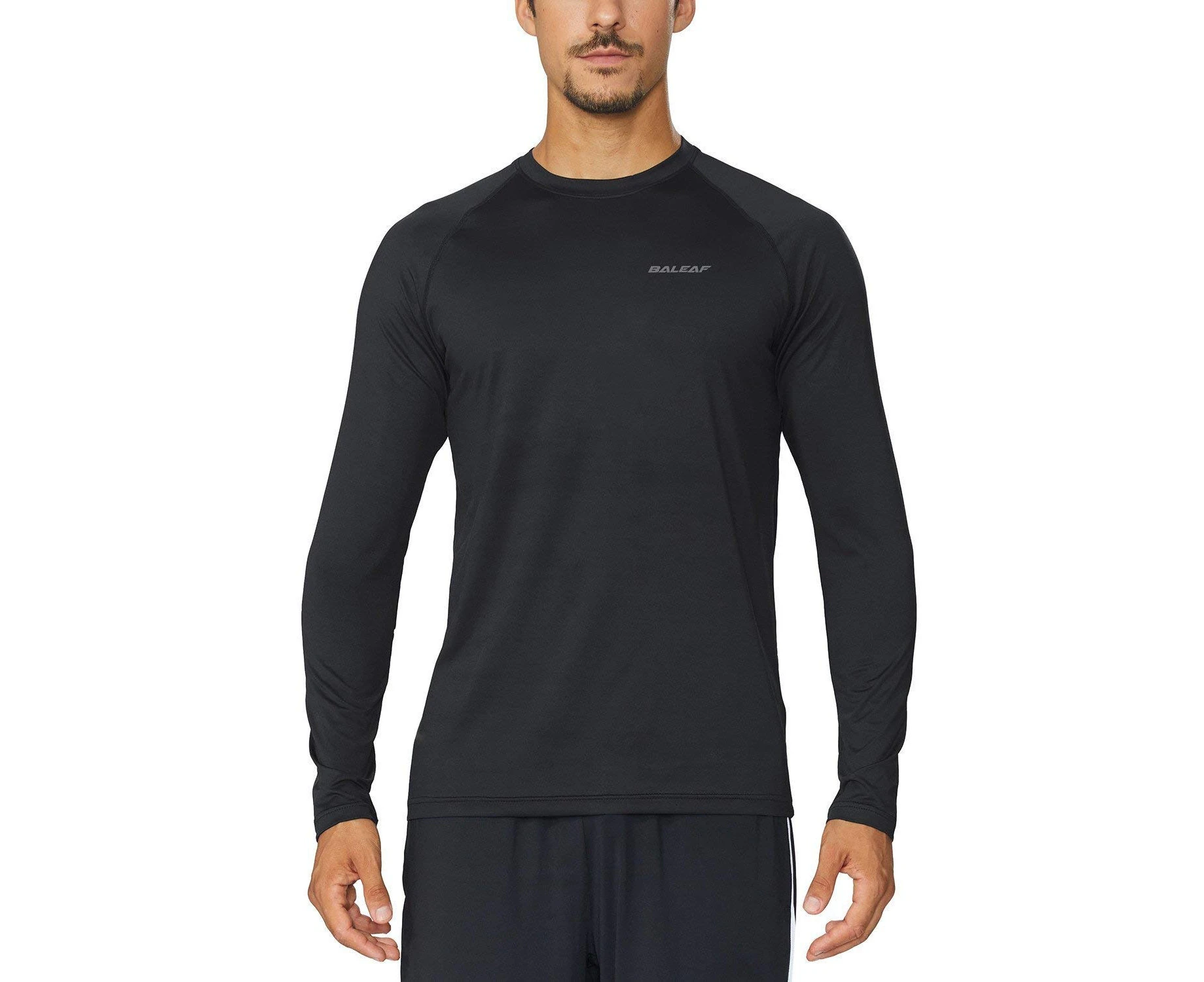 (X-Large, Black) - BALEAF Men's Long Sleeve Running Shirt Cool Workout Tee