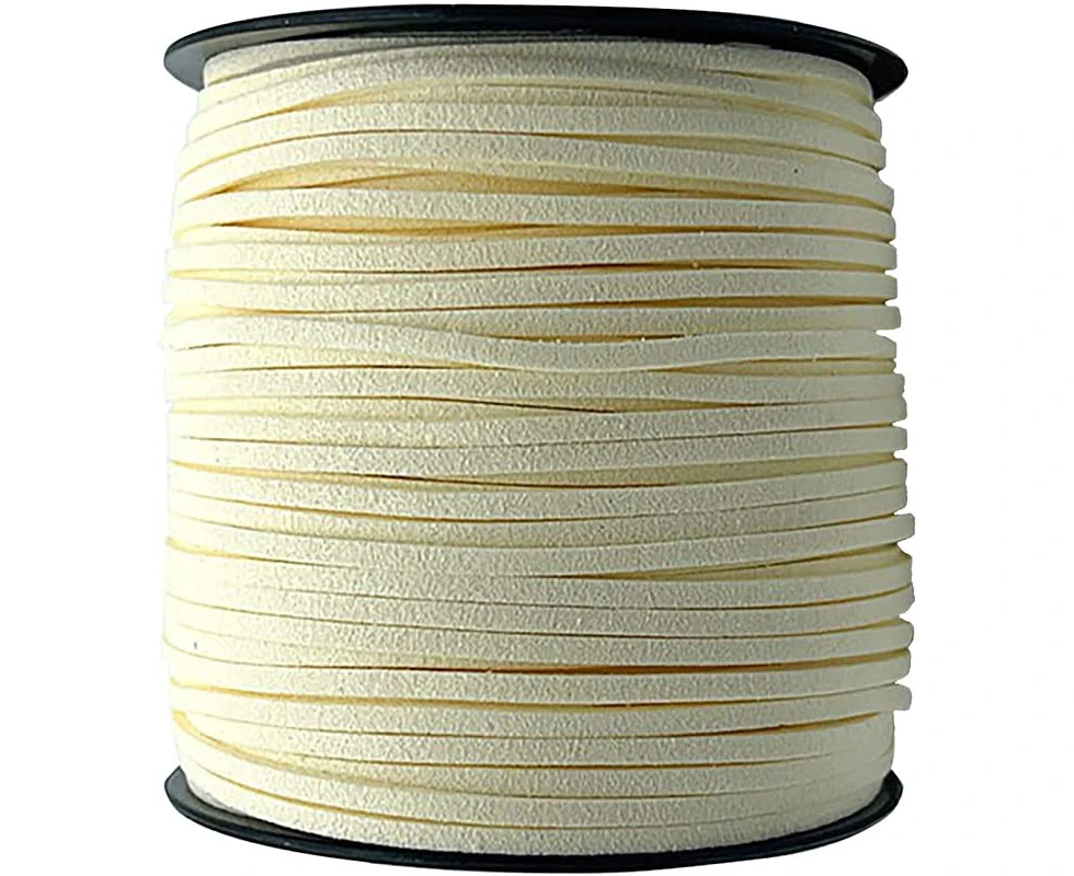 (3mm, Cream) - ZKC 3mm x100 Yards Cream Suede Cord Suede Lace Faux Leather Cord with Roll Spool for Bracelet Necklace Beading DIY Handmade Crafts