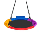 Costway 100cm Kids Tree Swing Seat Flying Saucer Swing Hammock Chair w/Pillow & 4 Handles, Outdoor Playground Yard Garden Toy, Xmas Gift