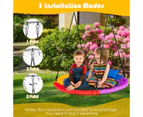 Costway 100cm Kids Tree Swing Seat Flying Saucer Swing Hammock Chair w/Pillow & 4 Handles, Outdoor Playground Yard Garden Toy, Xmas Gift