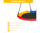 Costway 100cm Kids Tree Swing Seat Flying Saucer Swing Hammock Chair w/Pillow & 4 Handles, Outdoor Playground Yard Garden Toy, Xmas Gift