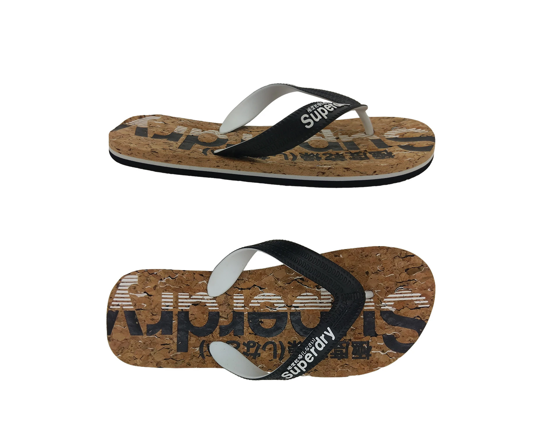 Superdry Cork Flip Flop Mens Thongs Slip On Cork Insole - Black