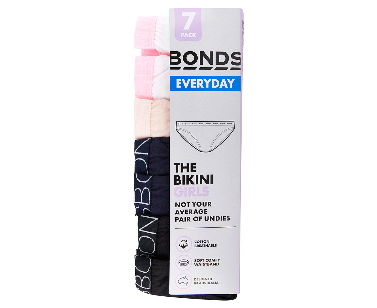 Bonds Girls Everyday Bikini Briefs 7 Pack - Multi - Size 3 - 4
