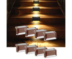 8 Pack of Solar Powered Waterproof LED Stairway Step Lights - Brown