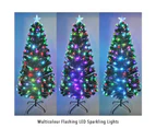 Christmas Tree Fibre Optic Green Sparkling Light 150 CM Flash Colorful LED