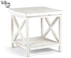 Willow & Silk Lorette Farmhouse 50x50cm Cross-Hatch Side Table - Distressed White