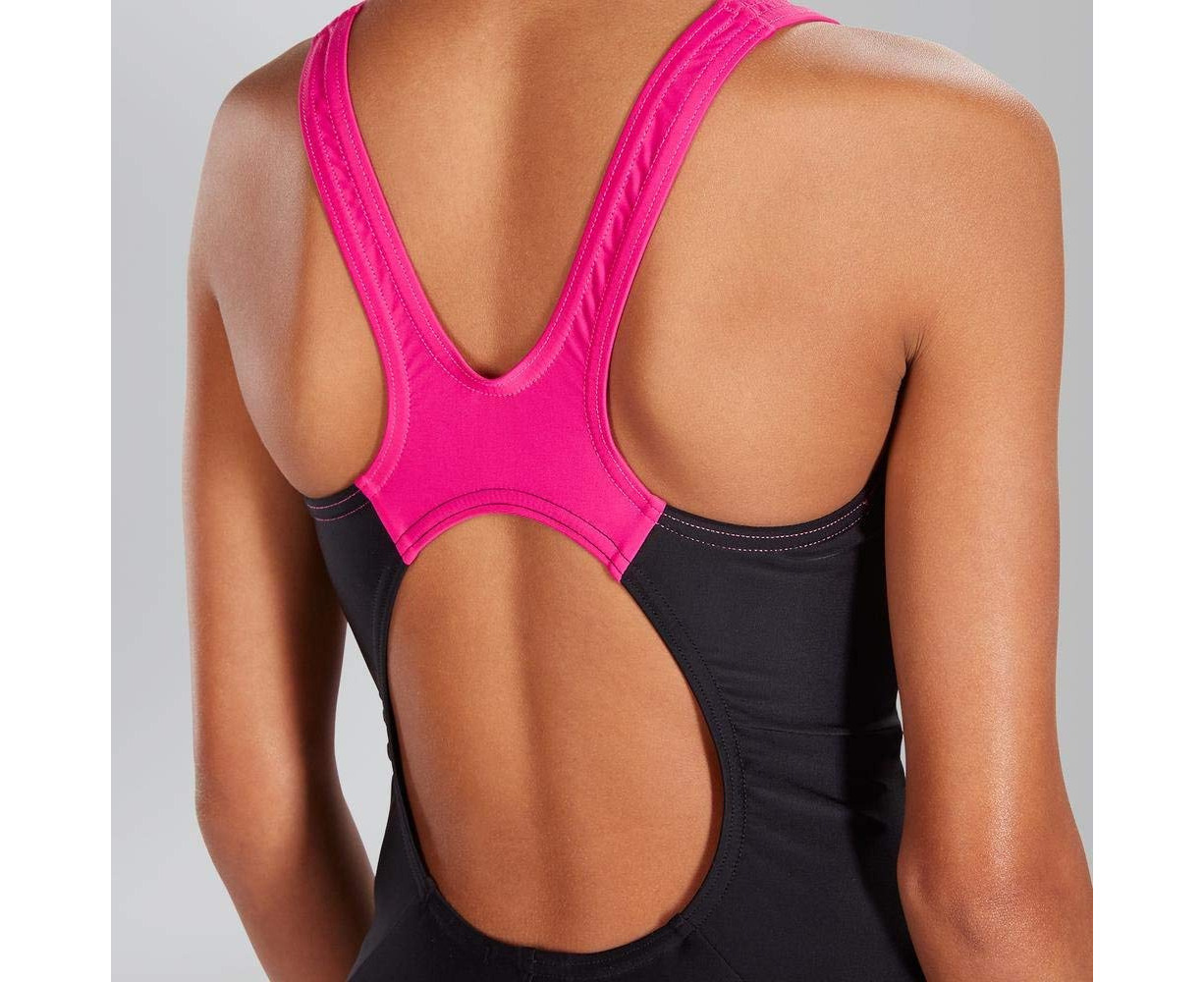 24 UK, Black/Electric Pink) - Speedo Girls' Boom Splice Muscleback