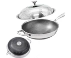 304 Stainless Steel Non-Stick Stir Fry Cooking Kitchen Wok Pan Honeycomb Double Sided