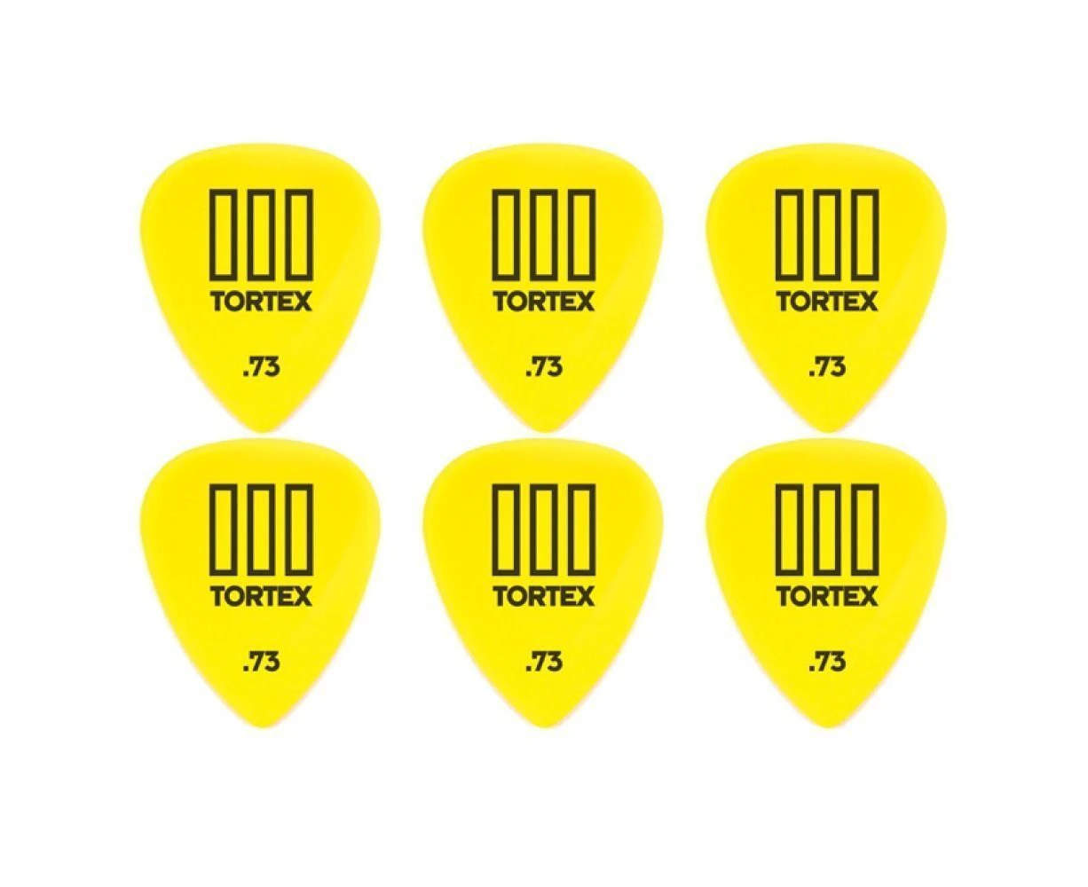 6 x Jim Dunlop Tortex TIII Yellow .73mm Guitar Picks T3 USA 462R