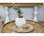 Set of 4 Willow & Silk 12cm Handcrafted Mango Wood Mandala Coasters - Natural