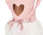 Gem Look Baby Girls' Sequins Heart Tutu Dress - Peach