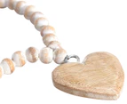 Willow & Silk 60cm Handcrafted Beaded Heart Decoration - Natural/Whitewash