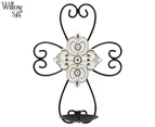 Willow & Silk Circolo Fleur Cross Wall Candle Sconce - Black/White