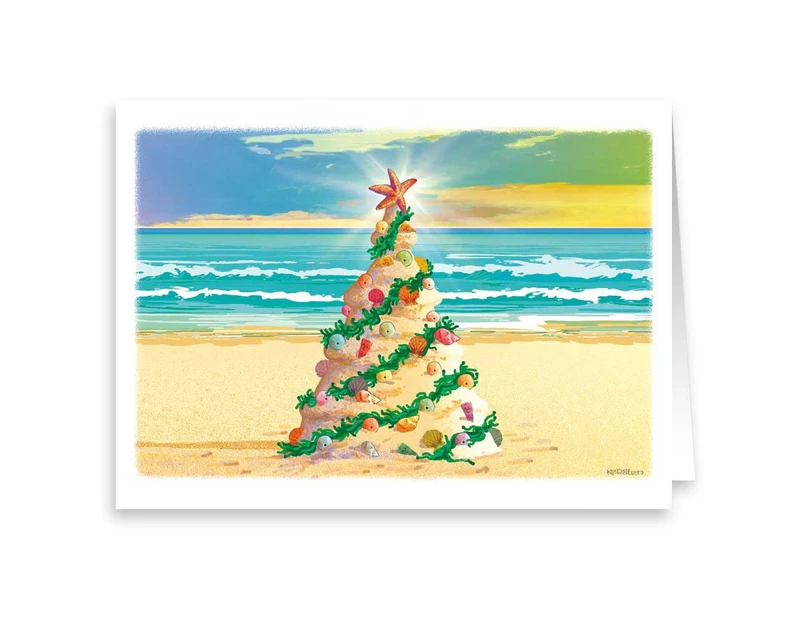 Beach Christmas Tree - Beach Theme Christmas Card 18 Cards & Envelopes