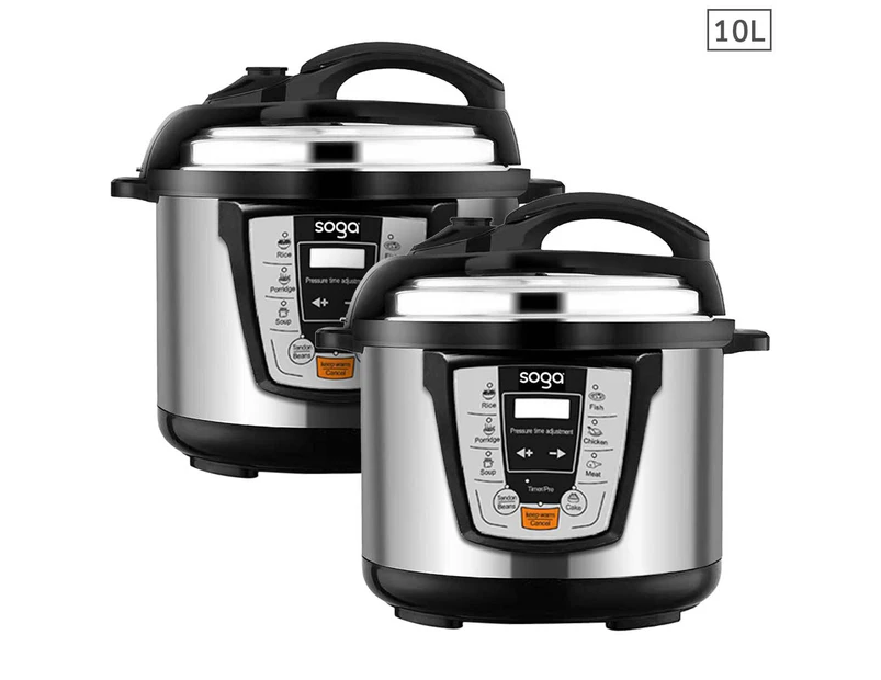 SOGA 2X Electric Stainless Steel Pressure Cooker 10L 1600W Multicooker 16