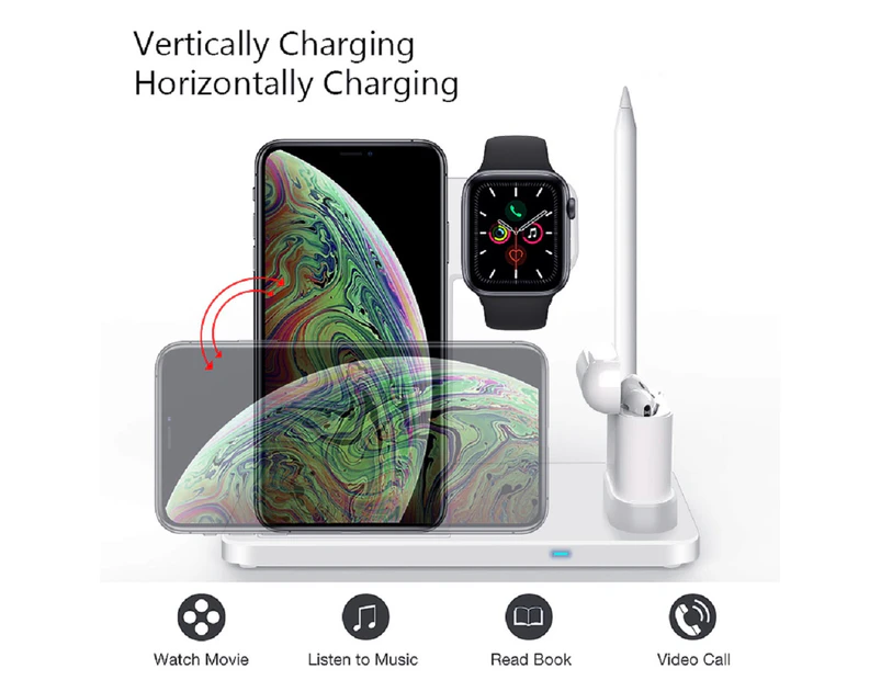 4 in 1 Wireless 10W Charging Station for Apple devices - White (AU Stock)