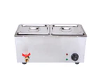 SOGA 2X Stainless Steel 2 X 1/2 GN Pan Electric Bain-Marie Food Warmer with Lid