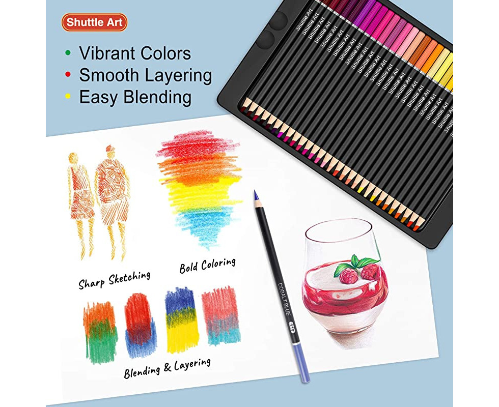 174 Colours Professional Coloured Pencils, Shuttle Art Soft Core