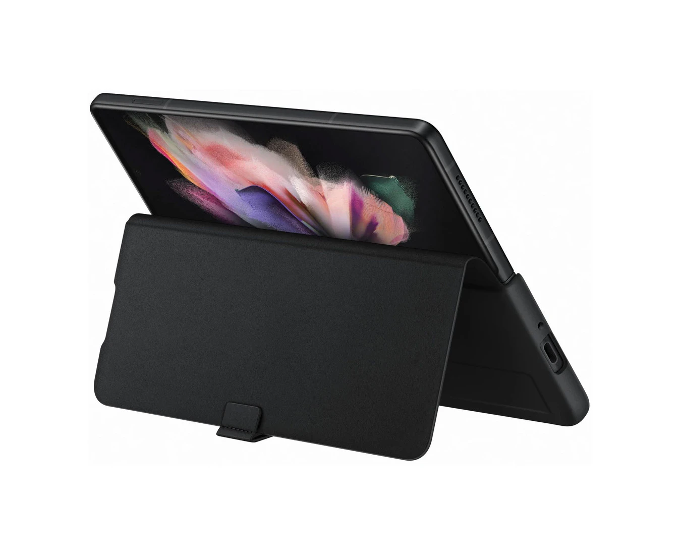 Samsung Leather Flip Cover for Galaxy Fold 3 - Black