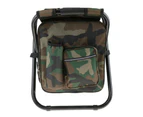 Portable Folding Backpack Chair Camping Stool Cooler Bag Rucksack Beach Fishing 150kg load - Black