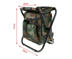 Portable Folding Backpack Chair Camping Stool Cooler Bag Rucksack Beach Fishing 150kg load - Black