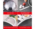 304 Stainless Steel Non-Stick Stir Fry Cooking Kitchen Wok Pan with Lid Honeycomb Single Sided