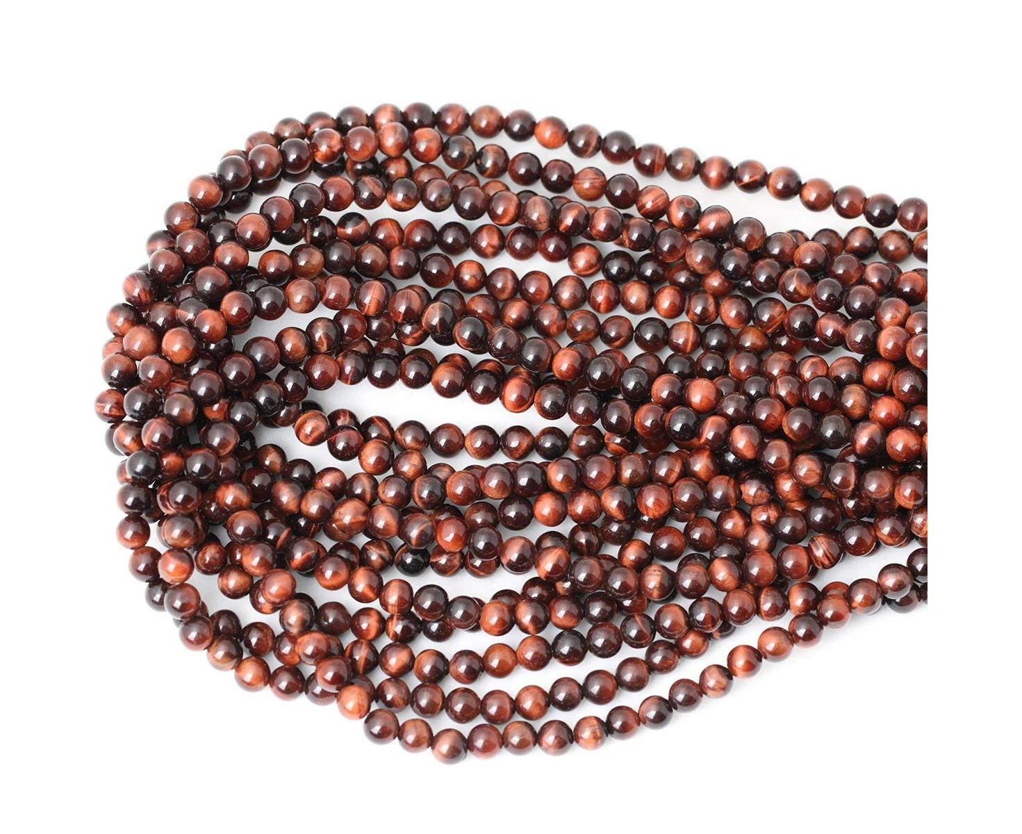 (6mm, Red tiger eye) - CHEAVIAN 60PCS 6mm Natural Red Tiger Eye Gemstone Round Loose Beads for Jewellery Making DIY Findings 1 Strand 15"