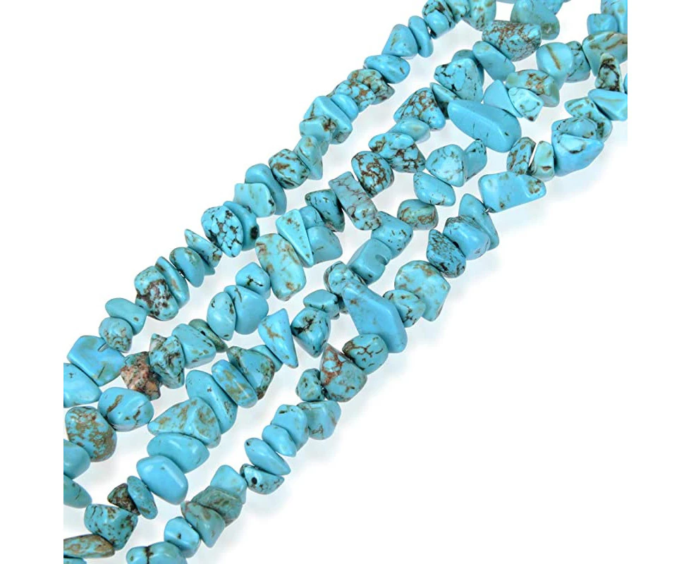 (1, turquoise colored howlite) - 1 Strand Top Quality Natural Turquoise Blue Howlite Gemstones Smooth Chips Beads Free-Form Loose Beads 80cm for Jewellery