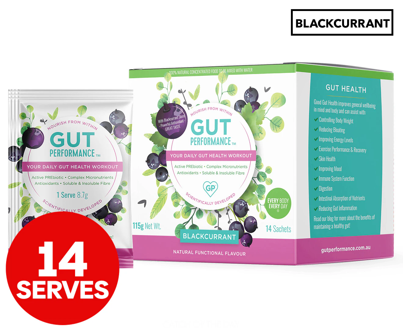 Muscle Nation Gut Performance Supplement Blackcurrant 14 Serves