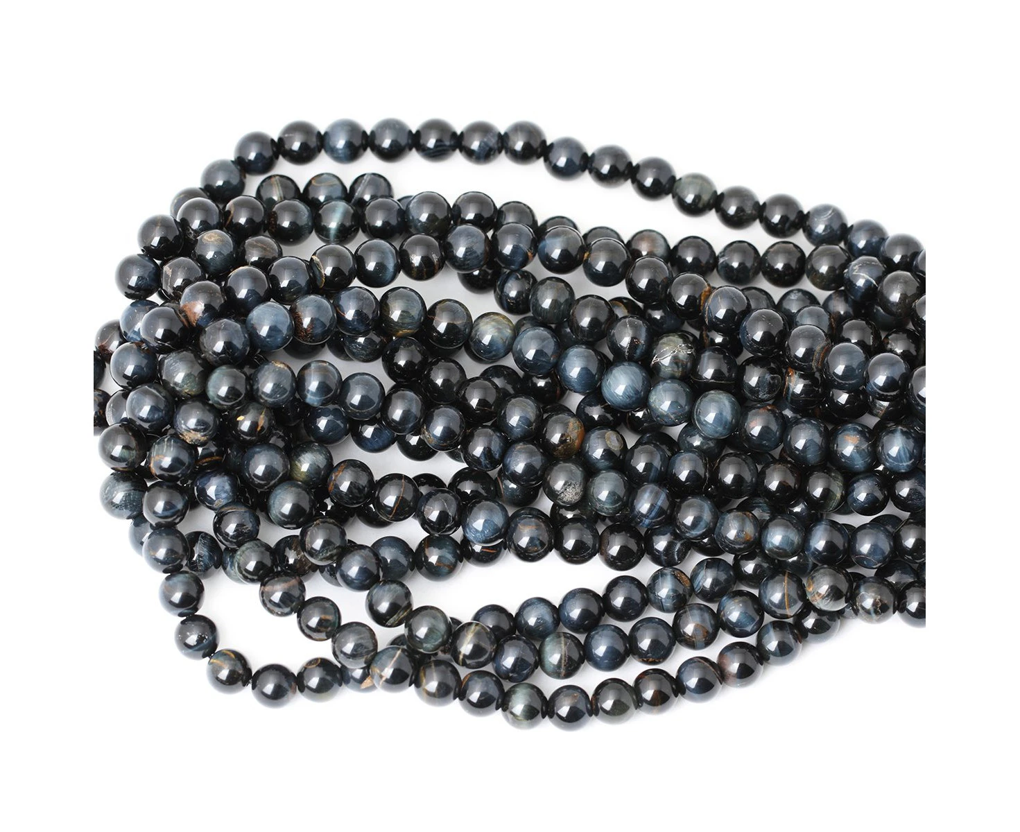 CHEAVIAN 45PCS 8mm Natural Blue Tiger Eye Gemstone Round Loose Beads for Jewellery Making DIY Findings 1 Strand 15"