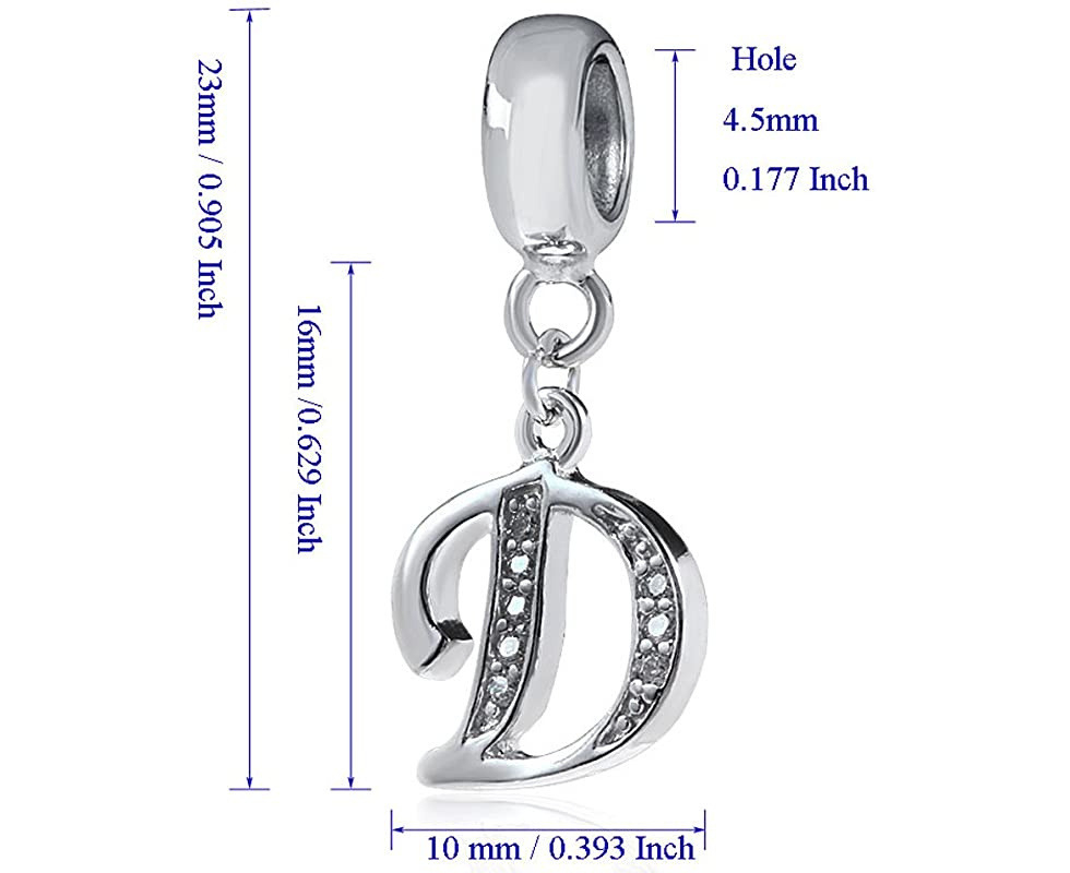 Sambaah Alphabet Charm Letter Beads Solid 925 Sterling Silver with Cubic Stones, Complete A~Z Gift options Fit Pandora European