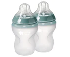 Tommee Tippee 260mL Closer To Nature Soft Feel Silicone Baby Bottles w/ Travel Lids 2-Pack