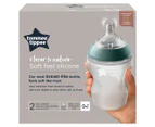 Tommee Tippee 260mL Closer To Nature Soft Feel Silicone Baby Bottles w/ Travel Lids 2-Pack