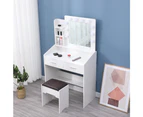 Dressing Table & Stool Set with Shelves and Lighted Mirror White