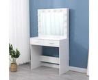 Vanity Set with Cushioned Stool and Lighted Mirror- White