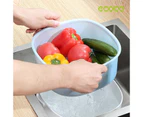 Ecoco Double Drain Basket Bowl Washing Kitchen Strainer Noodles Vegetables Fruit Sink Supplies - Blue
