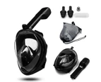 Full Face Diving Seaview Snorkel Snorkeling Mask Swimming Goggles for GoPro AU - Black(L/XL)