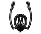 Snorkel Mask Full Face Diving Mask Snorkel Swim Goggles 180o View Anti Fog - Black(S/M)