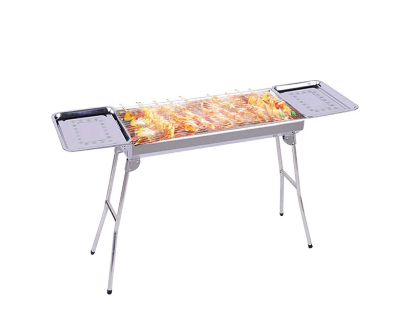 SOGA Skewers Grill with Side Tray Portable Stainless Steel Charcoal BBQ Outdoor 6-8 Persons