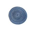 Bestier 4 Pack Round Braided Placemats Washable Kitchen Table Mats for Home Wedding Party-Blue