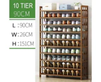 Multi-Tier Tower Bamboo Wooden Shoe Rack Corner Shelf Stand Storage Organizer - Dark Brown