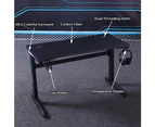 RGB Gaming Desk Home Office Carbon Fiber Led Lights Game Racer Computer PC Table L-Shaped Black