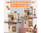 65pcs 93cm Children Kitchen Kitchenware Play Toy Simulation Steam Spray Cooking Set Cookware Tableware Gift - Blue