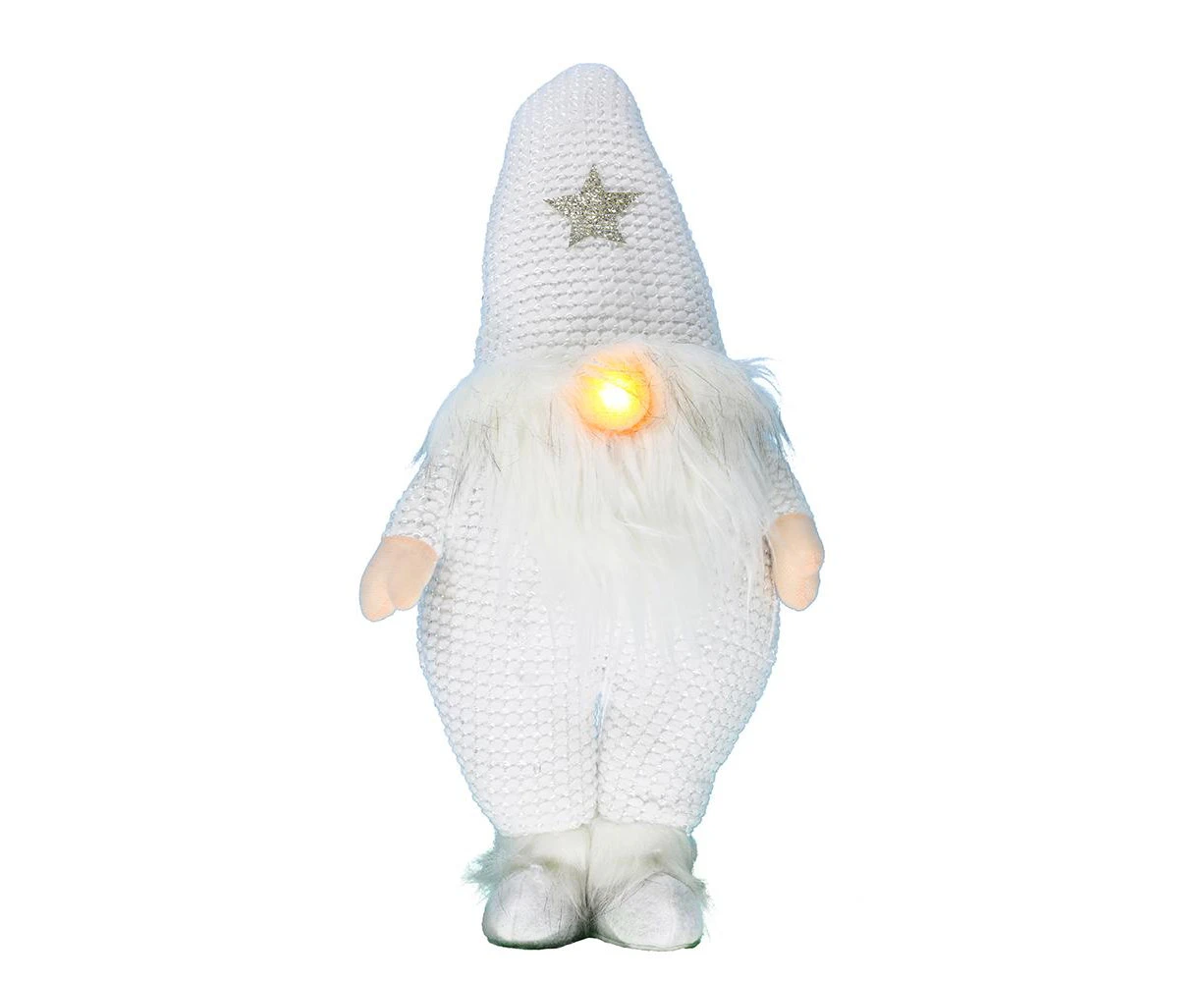 Santa Claus Garden Gnome Merry Christmas Decoration with LED lights White Xmas Decoration