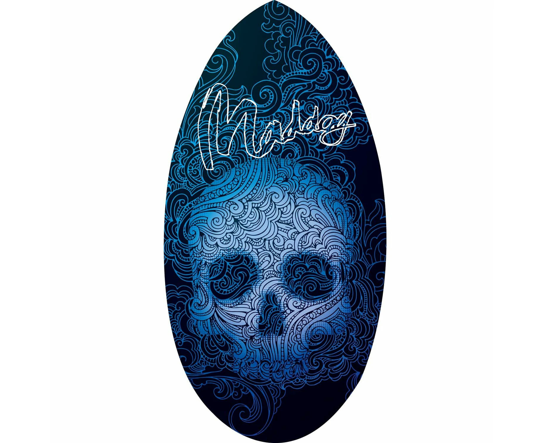 Maddog Wedge Plywood Skim Board 41 Inch Blue Skull Pattern