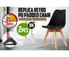 La Bella 2 Set Retro Dining Cafe Chair Padded Seat - Black