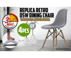La Bella 4 Set Retro Dining Cafe Chair DSW Fabric - Grey