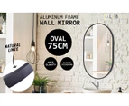 La Bella Wall Mirror Oval Aluminum Frame Makeup Decor Bathroom Vanity 50x75cm - Black