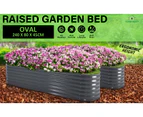 Home Ready Raised Garden Bed Galvanised Steel Planter Oval Grow Plant Veggie Flowers 240 x 80 x 45cm - Grey