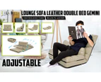 La Bella Double Seat Couch Bed 2 Seater Folding Sofa Chair Gemini Recliner Futon Leather - Beige